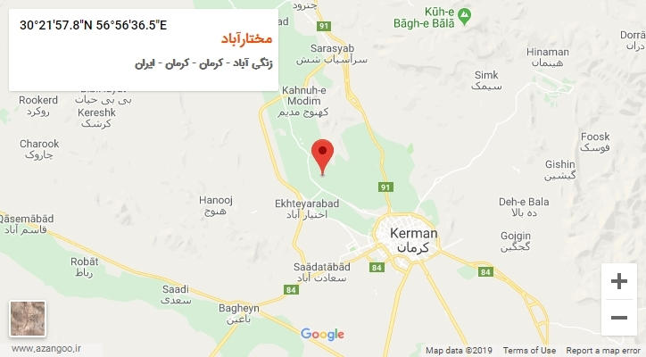 روستای مختارآباد بر روی نقشه