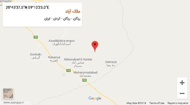 روستای ملک آباد بر روی نقشه