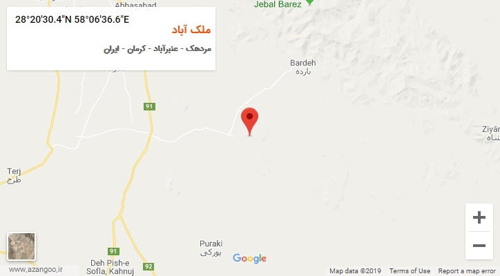 روستای ملک آباد بر روی نقشه