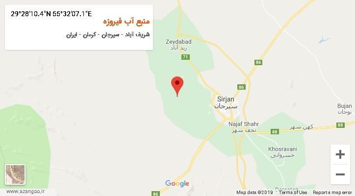 روستای منبع آب فیروزه بر روی نقشه