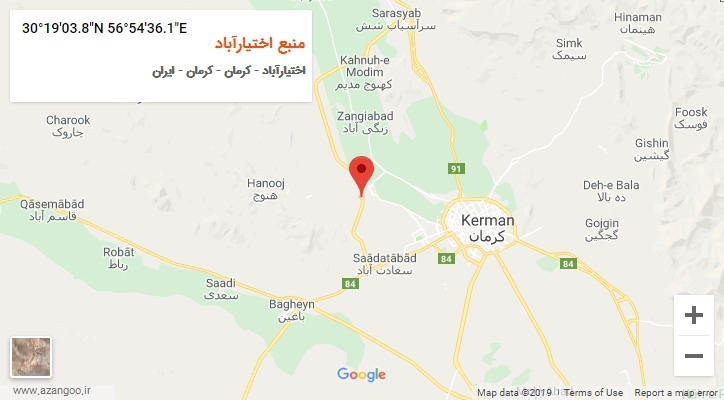 روستای منبع اختیارآباد بر روی نقشه