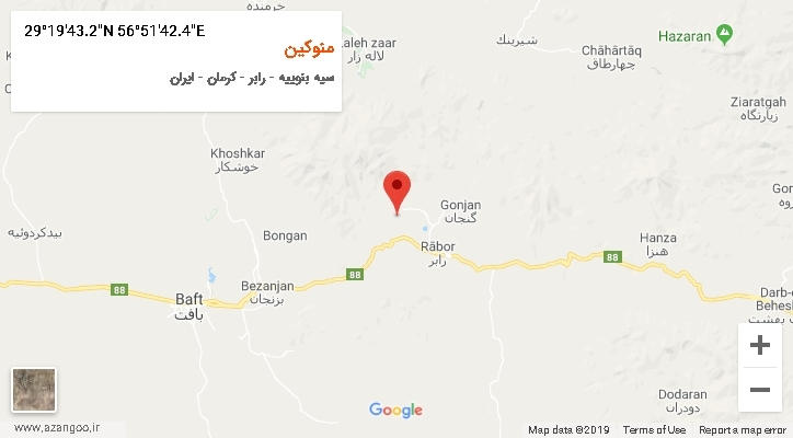 روستای منوکین بر روی نقشه