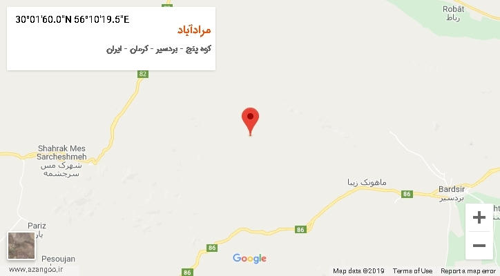 روستای مرادآباد بر روی نقشه