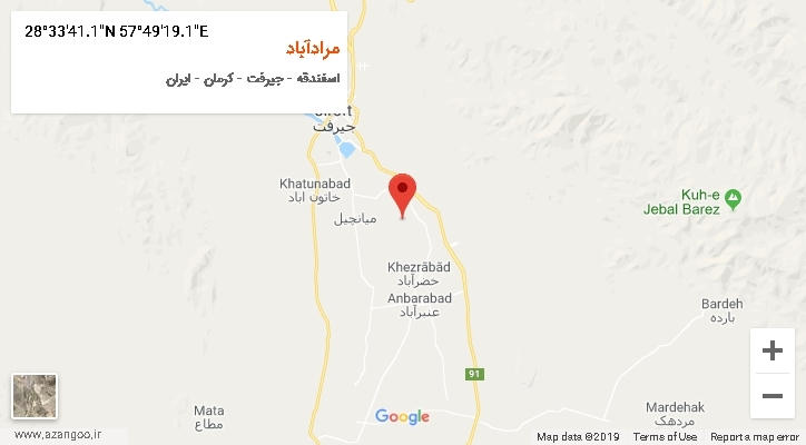 روستای مرادآباد بر روی نقشه