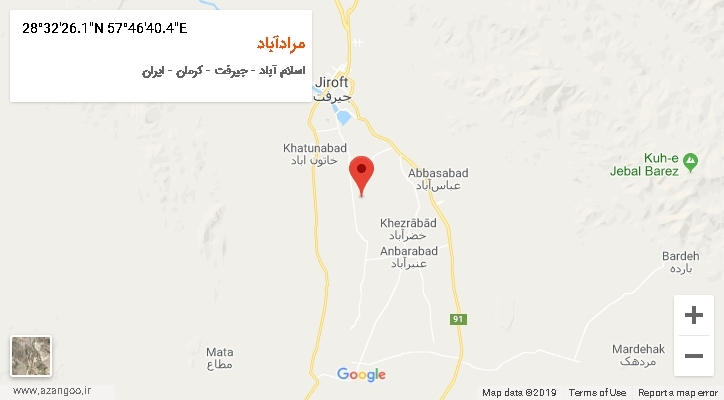 روستای مرادآباد بر روی نقشه