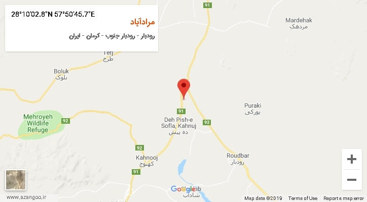 روستای مرادآباد بر روی نقشه