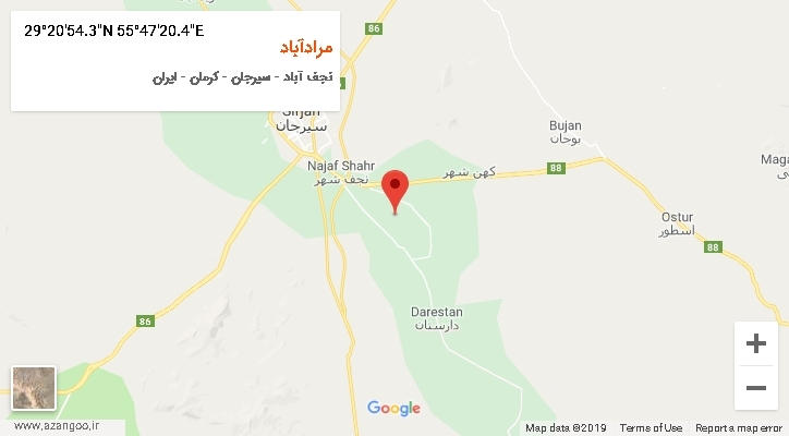 روستای مرادآباد بر روی نقشه