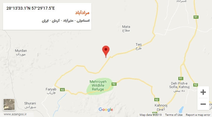 روستای مرادآباد بر روی نقشه