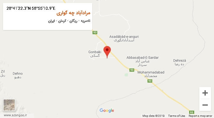 روستای مرادآباد چه گواری بر روی نقشه
