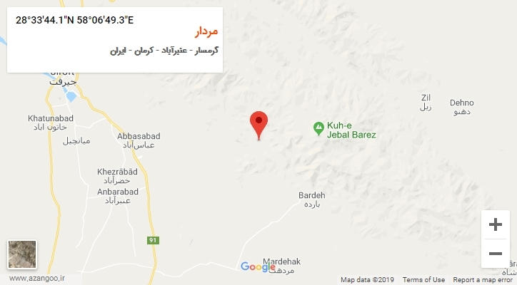 روستای مردار بر روی نقشه
