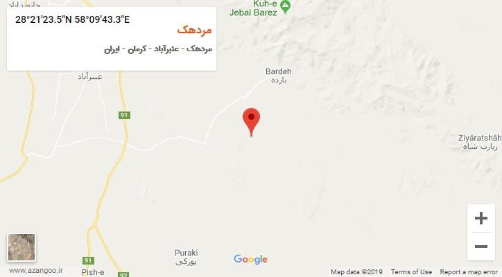 روستای مردهک بر روی نقشه