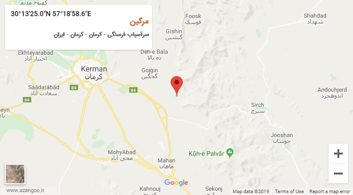 روستای مرگین بر روی نقشه