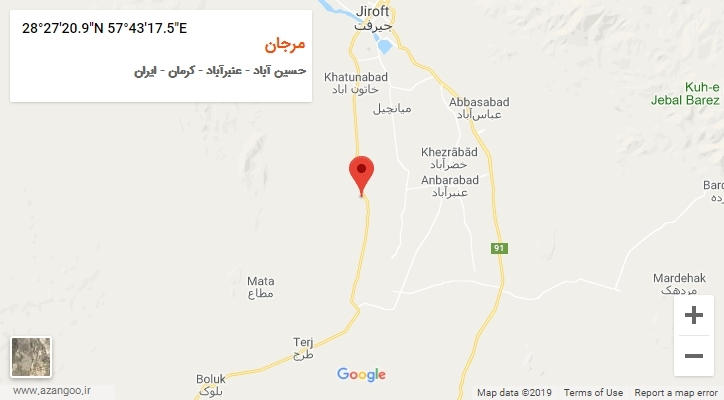 روستای مرجان بر روی نقشه