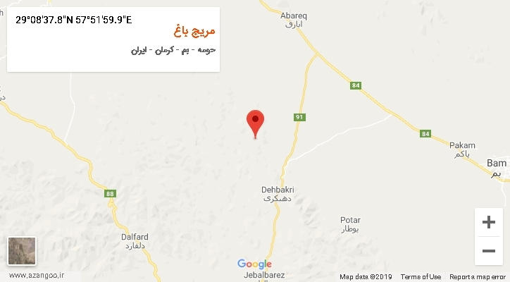روستای مریج باغ بر روی نقشه