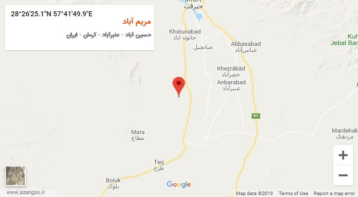 روستای مریم آباد بر روی نقشه