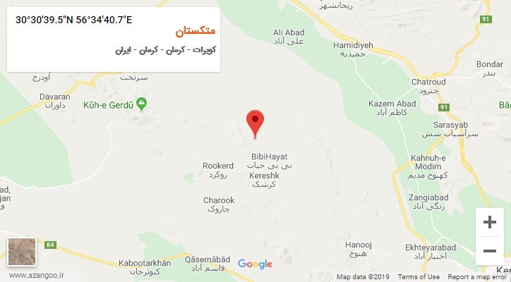روستای متکستان بر روی نقشه