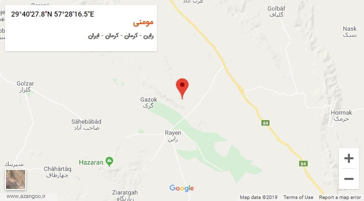 روستای مومنی بر روی نقشه