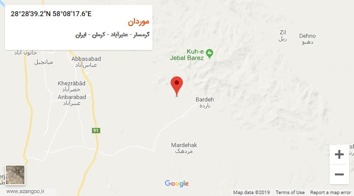 روستای موردان بر روی نقشه