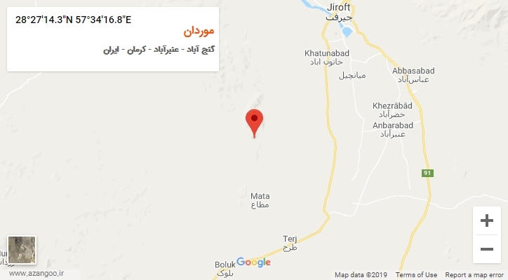 روستای موردان بر روی نقشه