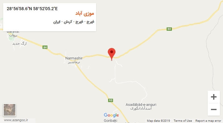 روستای موزی آباد بر روی نقشه