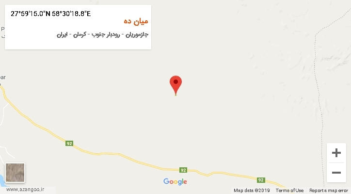 روستای میان ده بر روی نقشه