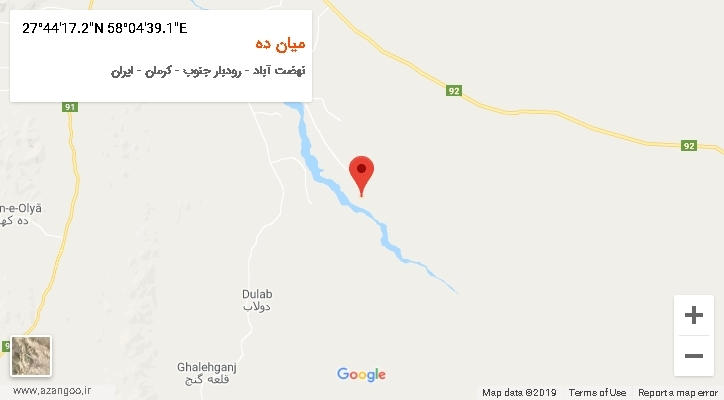 روستای میان ده بر روی نقشه