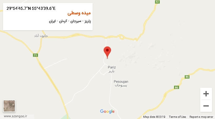 روستای میده وسطی بر روی نقشه