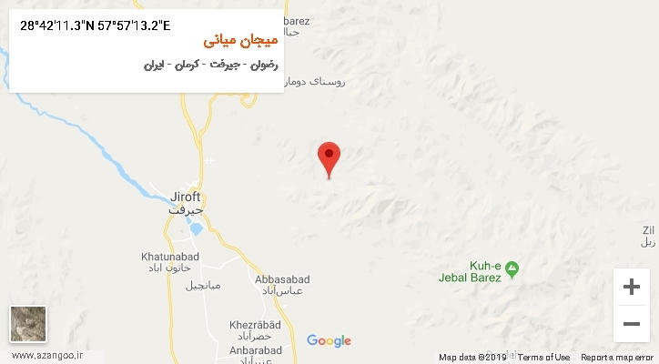 روستای میجان میانی بر روی نقشه