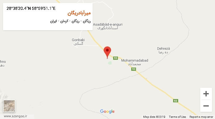 روستای میرآبادریگان بر روی نقشه
