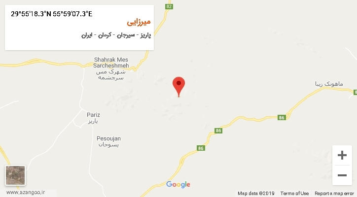 روستای میرزایی بر روی نقشه
