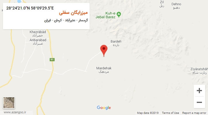 روستای میزرایگان سفلی بر روی نقشه