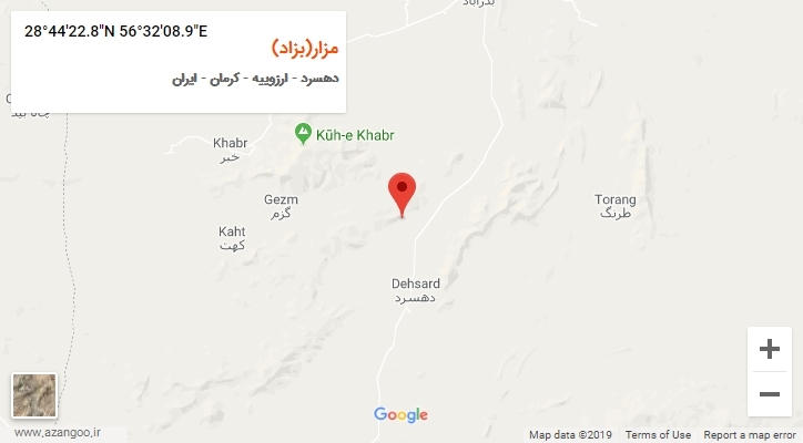 روستای مزار(بزاد) بر روی نقشه