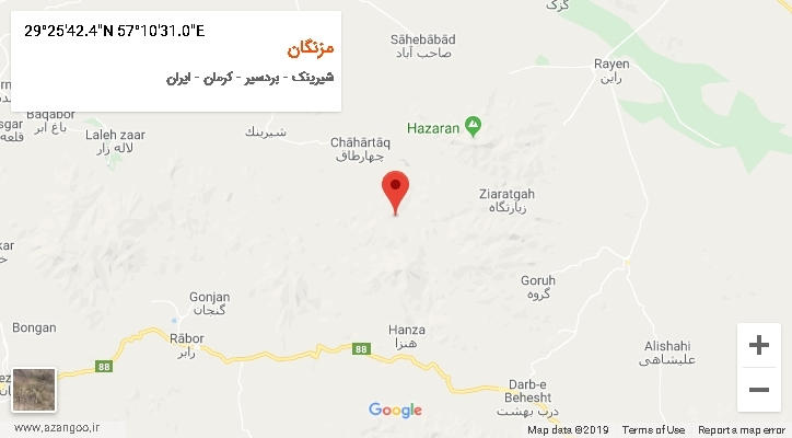 روستای مزنگان بر روی نقشه