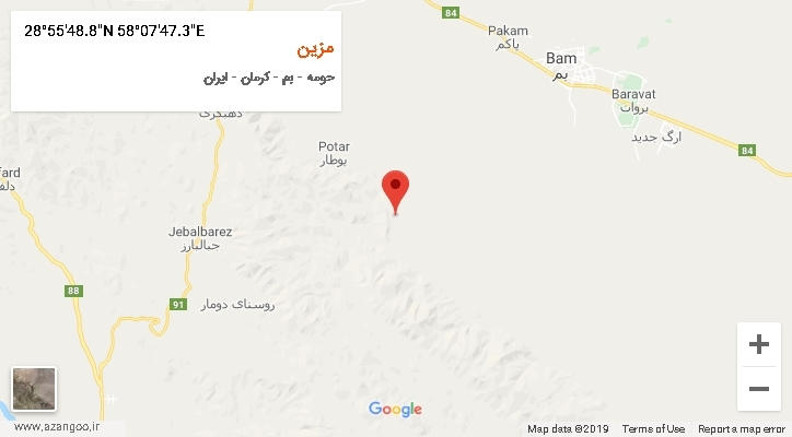 روستای مزین بر روی نقشه