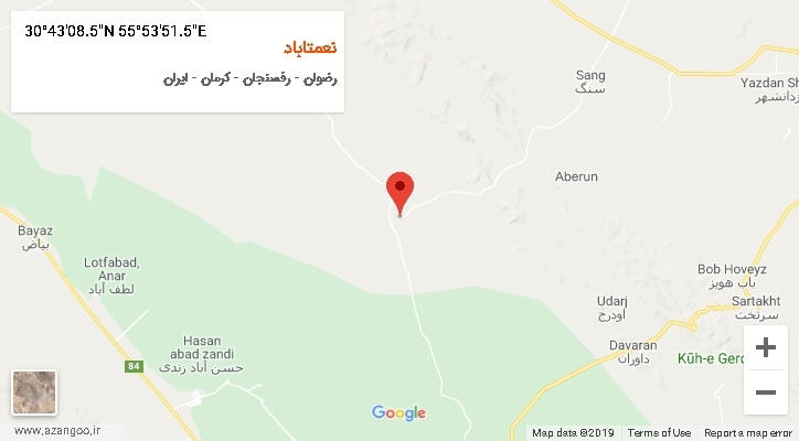 روستای نعمتاباد بر روی نقشه