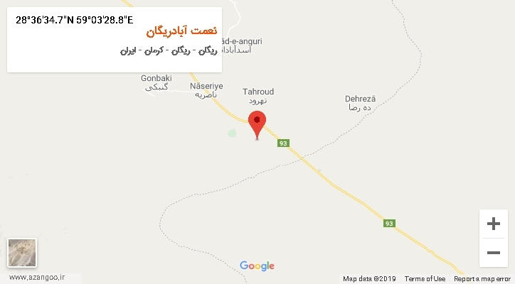 روستای نعمت آبادریگان بر روی نقشه