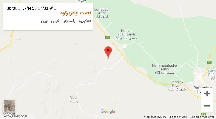 روستای نعمت آبادزیرکوه بر روی نقشه