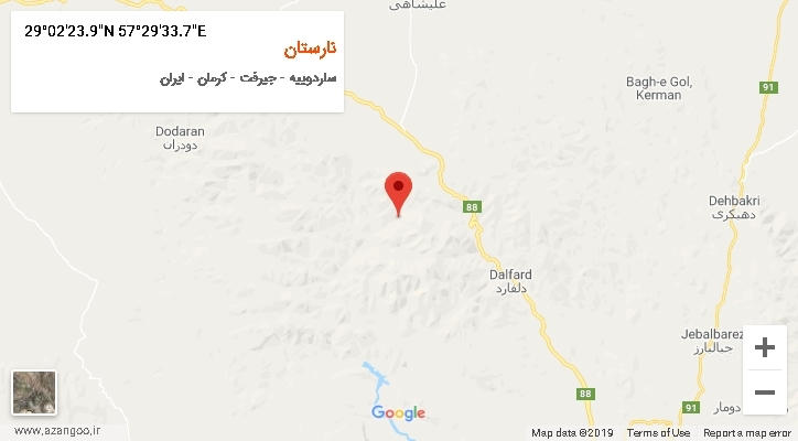 روستای نارستان بر روی نقشه