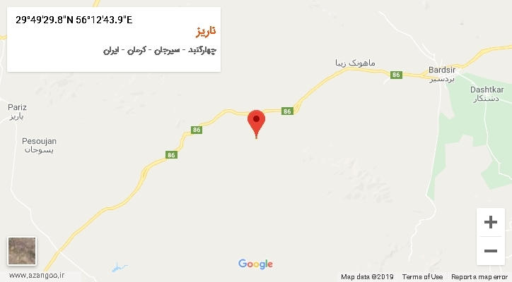 روستای ناریز بر روی نقشه