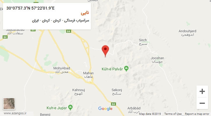 روستای نایی بر روی نقشه