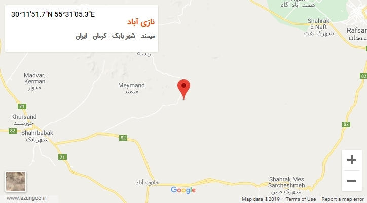 روستای نازی آباد بر روی نقشه