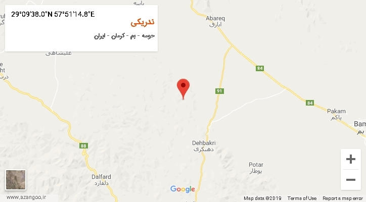 روستای ندریکی بر روی نقشه