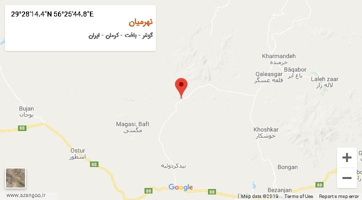 روستای نهرمیان بر روی نقشه