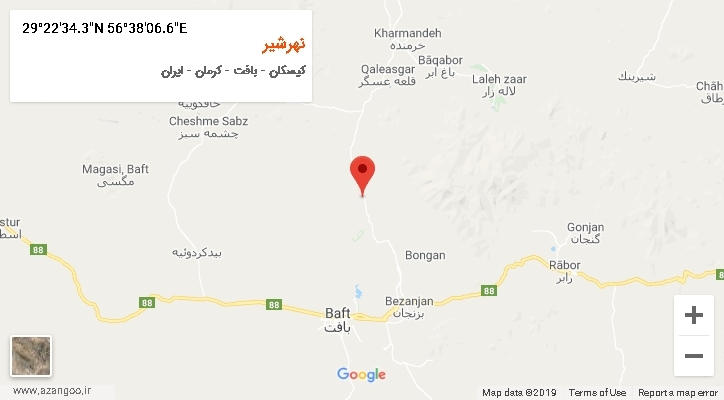 روستای نهرشیر بر روی نقشه