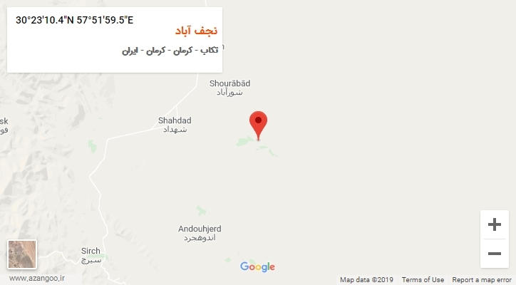 روستای نجف آباد بر روی نقشه