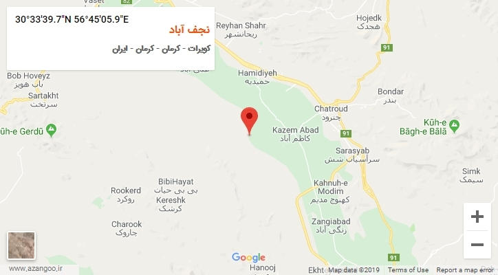 روستای نجف آباد بر روی نقشه