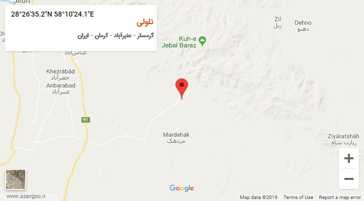 روستای نلولی بر روی نقشه