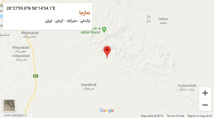 روستای نمازجا بر روی نقشه