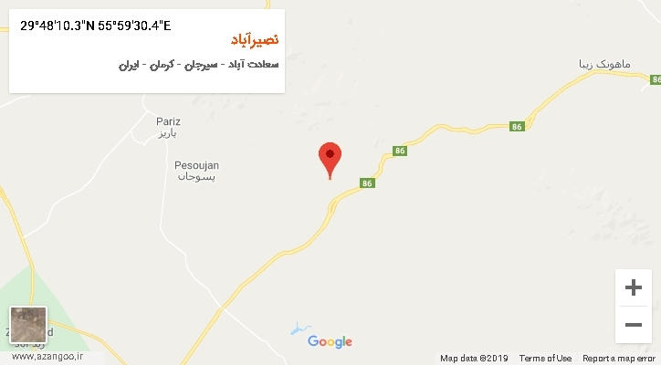 روستای نصیرآباد بر روی نقشه