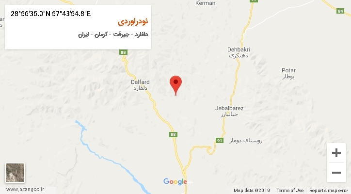 روستای نودراوردی بر روی نقشه